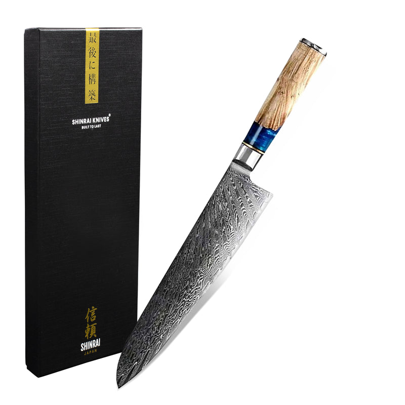 Epoxy Sapphire - Damascus Chef's knife 20 cm