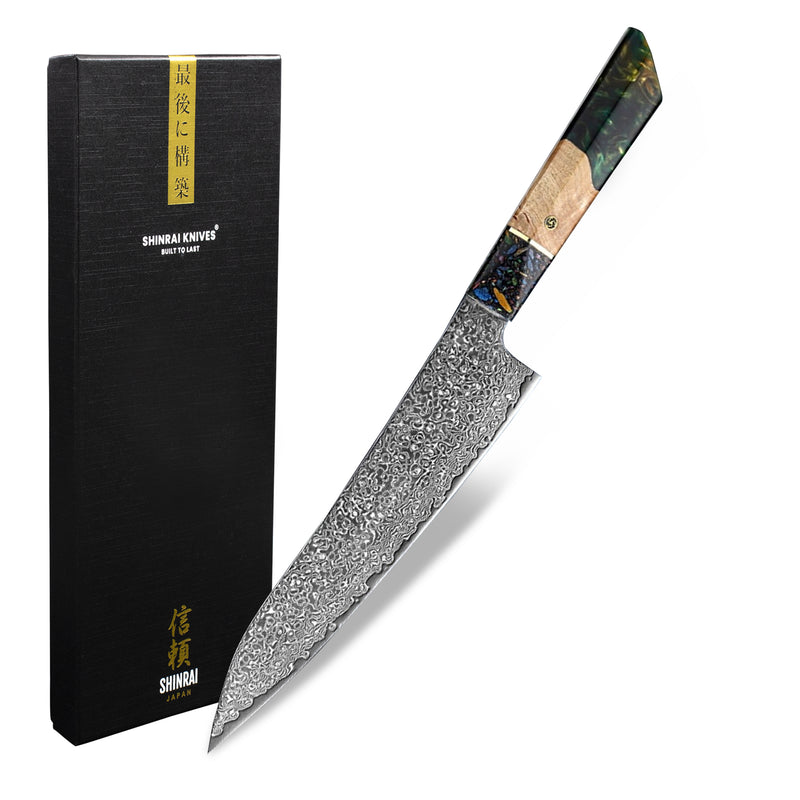 Special Edition - Emerald Epoxy Jewels Series- Chef's knife