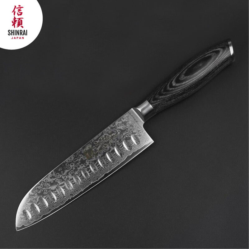 Damascus Pakka Wood Series - Santoku Knife – ShinraiKnives
