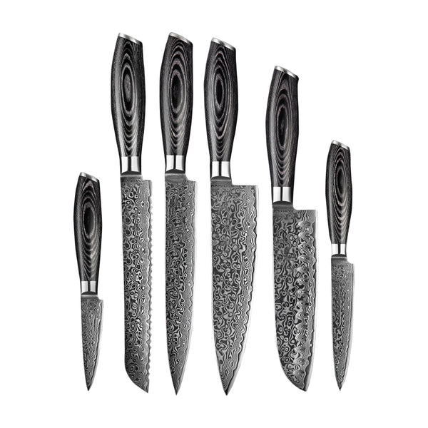 Damascus Pakka Wood Series - 6-piece knife set