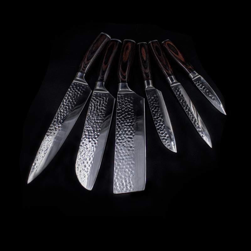 Hammered Stainless Steel Series - 6-piece Knife Set – ShinraiKnives