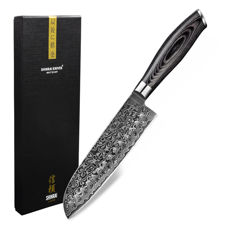 Damascus Pakka Wood Series - Santoku Knife