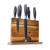 Damast Pakka Wood Series - 6-delige messenset + Acacia houder dubbelzijdig Shinrai Japan 