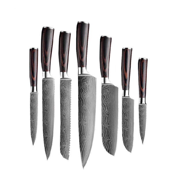 SENKEN 16-Piece Natural Acacia Wood Kitchen Knife Block Set - Japanese  Chef's Knife Set with Laser Damascus Pattern, Includes Steak Knives,  Kitchen