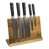 Hammered Damast BR 5-delige Damascus Messenset + Acacia houder enkelzijdig Messensets Shinrai Japan 