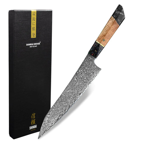 Onyx Epoxy Jewels Damascus Koksmes 23 cm - Special Edition Shinrai Japan 