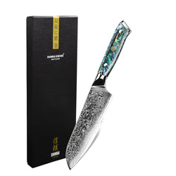 Parelmoer Jewels Damascus Santoku mes 18 cm Shinrai Japan 