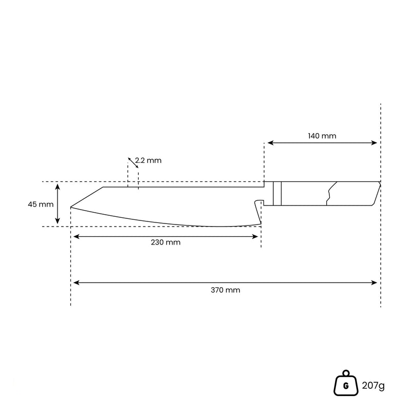 Japans damacus kiritsuke mes 23cm - Ruby Ocatgon – ShinraiKnives japans-damacus-kiritsuke-mes-23cm-ruby-ocatgon-shinraiknives